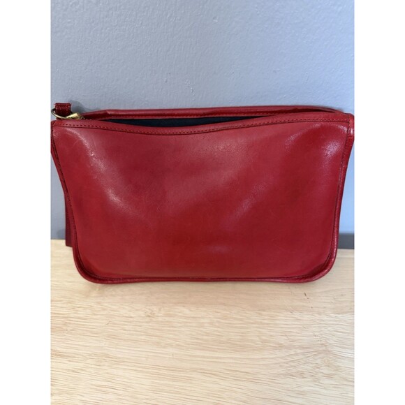 70s Coach Vintage Cherry Red Leather NYC Zip Clutch Portfolio w/ Wristlet 9917 - Picture 3 of 12